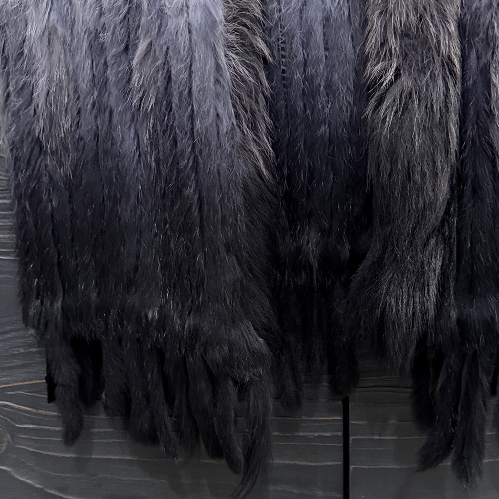 Gray and Black Ombre Real Fur Vest - Picture 3 of 4